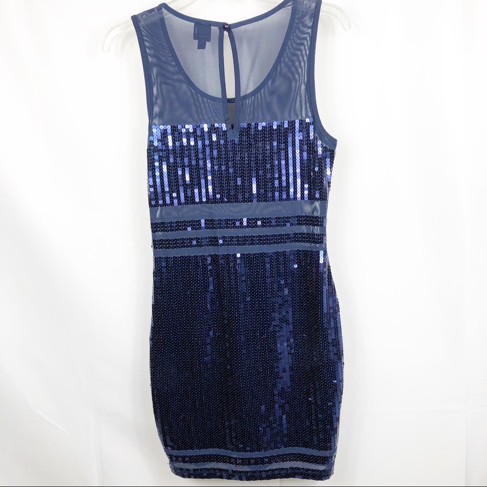 2b Bebe | Navy Blue Sleeveless Sequin Dress - Picture 5 of 8